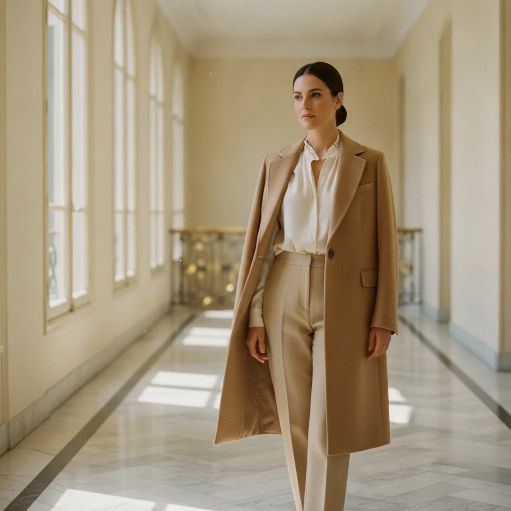 Elegant woman in polished capsule wardrobe